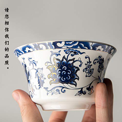 Image of Liang baobao Traditional Gaiwan Tea Set with Lid and Saucer Gongfu Tea Cup Porcelain Lotus Design Teacups 10oz