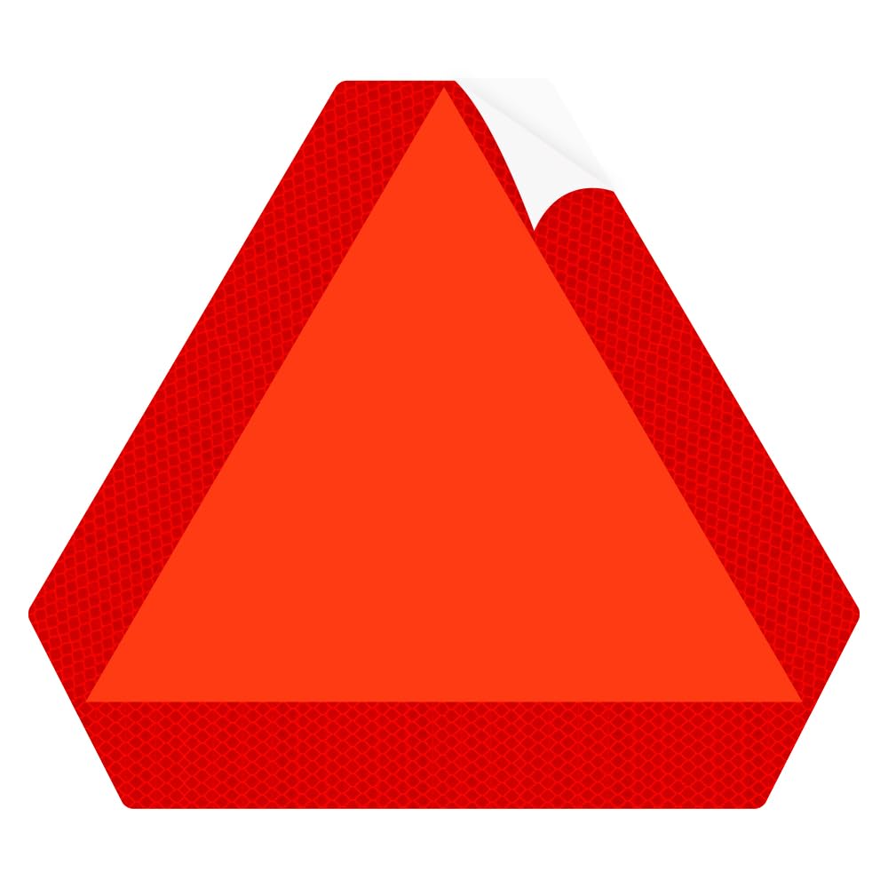Slow Moving Vehicle Sign (Pack of 01) Tractor Stickers, Golf Cart Accessories, smv signs UTV Tractor Reflective warning signs size 16 X 14 Inches Triangle Reflectors for Highway Safet