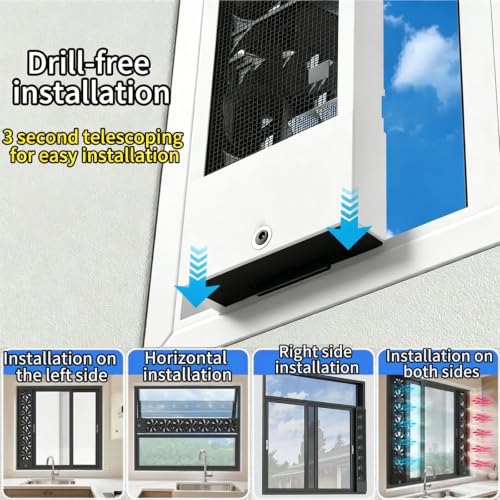 Image of 31.5-33.5 Inch Vertical Window Fan For Sliding Windows Mute Stepless Speed Control (0-2800 Rpm) Window Exhaust Fan Waterproof Vertical Window Fan