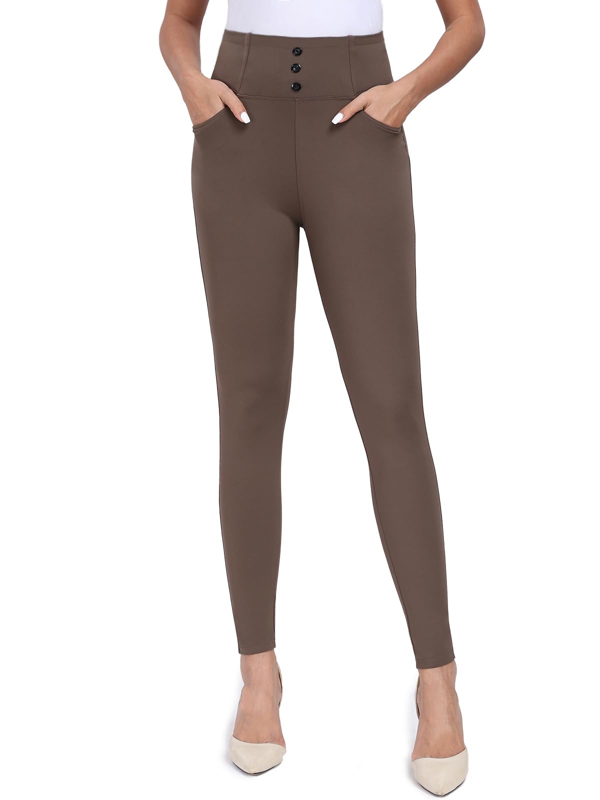 Agenlulu High Waisted Dress Pants for Women Slim Pencil Leg Elastic Waist Pull On Work Slacks for Women