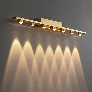 FILLISKA 7 Way LED Mirror/Picture/Vanity Light with Warmwhite Light (7 LED Luxurious Gold-985B)