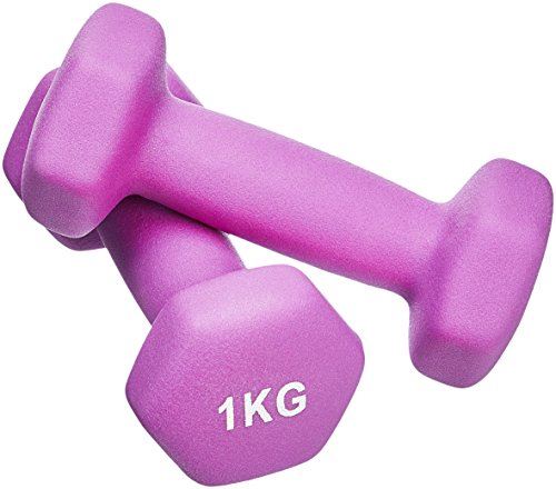 Amazon Basics Neopren Hanteln Gewichte, Violett, (2er-Set), 2 x 1 kg