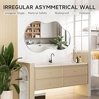 Hasipu Unregelmäßiger Wandspiegel Asymmetrischer Spiegel, 60 x 90 cm Dekorativer Spiegel für Schlafzimmer Badezimmer Wohnzimmer Eingangsbereich, Moderne Wanddekoration, Silber Rahmen – Ansicht 8