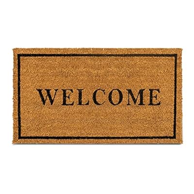 PLUS Haven Coco Coir Door Mat with Heavy Duty Backing, Welcome Doormat, 17.5" x 30" Size, Easy to Clean Entry Mat, Beautiful Color and Sizing for Outdoor and Indoor uses, Home Décor