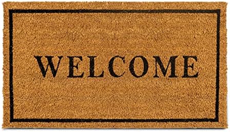 PLUS Haven Coco Coir Door Mat with Heavy Duty Backing, Welcome Doormat, 17”x30” Size, Easy to Clean Entry Mat, Beautiful Color and Sizing for Outdoor and Indoor uses, Home Décor