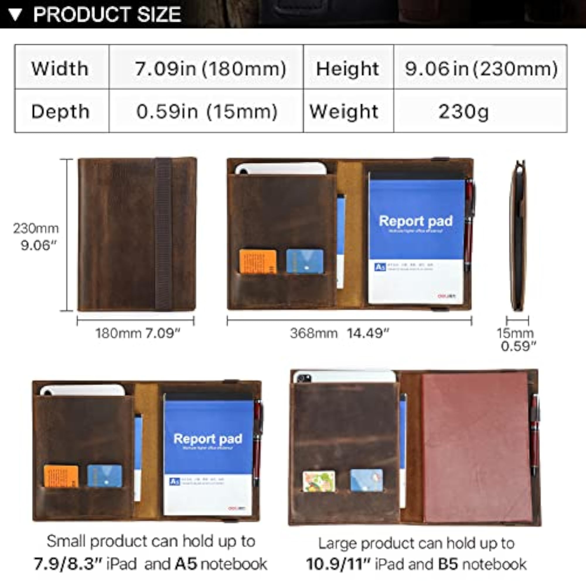 Leather iPad A5 Notebook Portfolio with Pen Loop