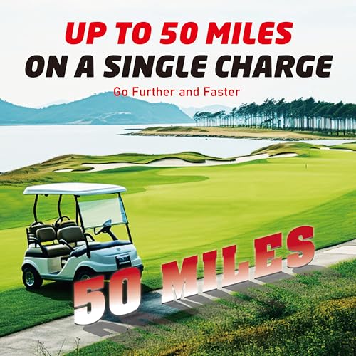 Image of 48V(51.2V) LiFePO4 Lithium Golf Cart Battery Built-in 250A BMS,with 48V 20A Lithium Battery Charger,Mobile APP,Touch Monitor,Port Plug and retention strap,6000+ Cycles,Perfect for Golf Carts (Plastic)