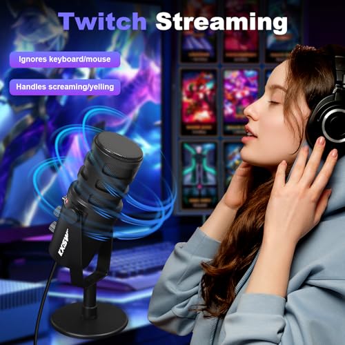 Image of Dynamic Microphone for Gaming, Streaming,Podcast Recording - Computer Microphone with USB C Plug & Play, Noise Cancelling, Mute Gain Button - Studio-Quality Sound for PC /Laptop /PS5