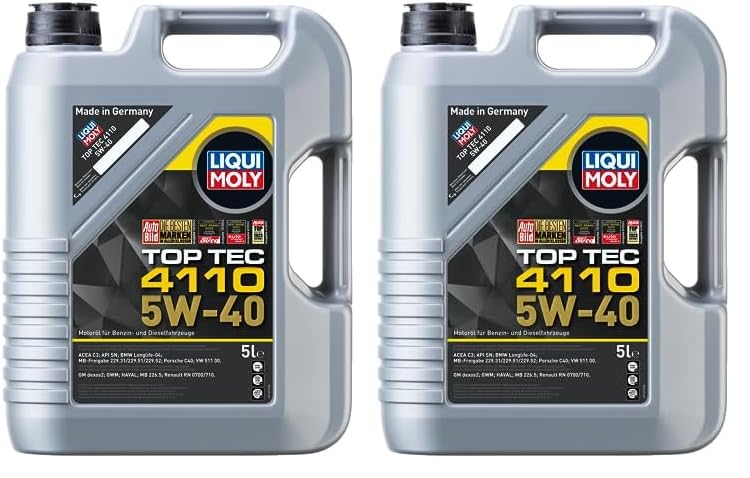LIQUI MOLY Top Tec 4110 5W-40 | 5 L | Synthesetechnologie Motoröl | Art.-Nr.: 21479, farblos (Packung mit 2)
