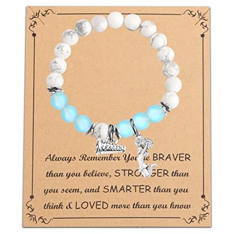 FUSTMW Cheer Charm Bracelet Cheerleading Gifts You Are Braver Than You Believe Bangle Bracelet Cheer Jewelry for Cheerleaders Cheer Coaches or Team (Blue) Cover
