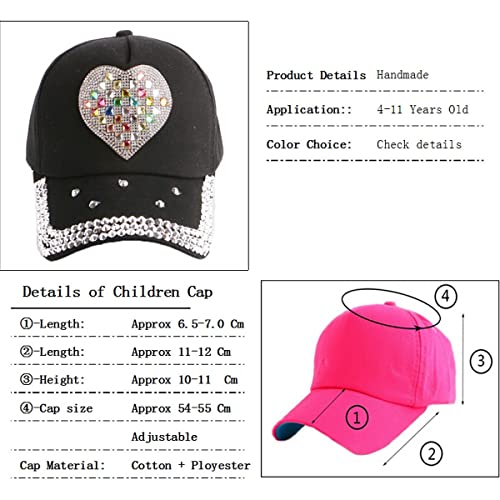 ECYC Ltd Kids Toddler Cotton Denim Baseball Cap Cute Bling Heart Shaped Rhinestone Baseball Hat Sports Hat for Boys Girls2