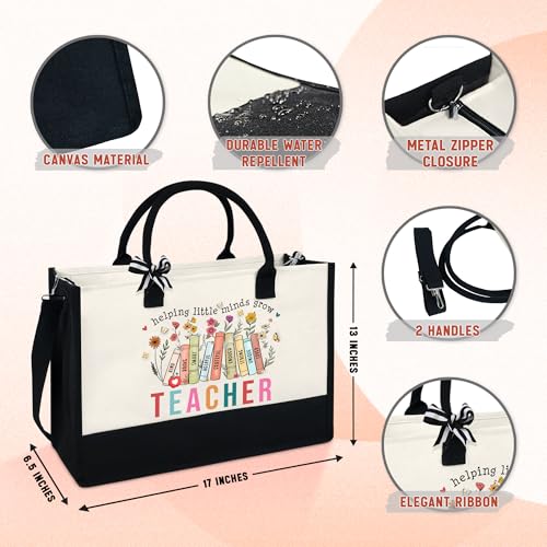 OASSIE Teacher Appreciation Gifts - Canvas Tote Bag 13oz With Zipper - Teacher's Day Birthday Thank You Gifts for Teachers2