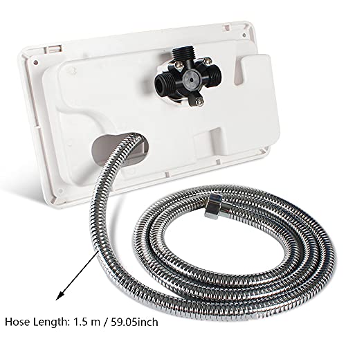 Image of Riloer RV Exterior Shower Box Kit Exterior Shower Box Shower Head Hot Cold Switch with 2 Keys for Marine Boat RV Motorhome Caravan Camper Accessories