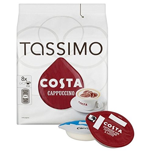 Tassimo Costa Cappuccino 8 per pack - Pack of 2