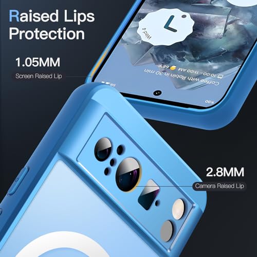 Image of JETech Magnetic Cover Case for Google Pixel 8 Pro 6.7-Inch 2023, Compatible with MagSafe, Translucent Matte Back Shockproof Phone Cover (Bay)