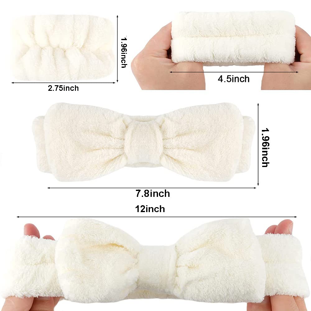 Stirnband zum Waschen des Gesichts, Spa-Armbänder, schnell trocknend, saugfähig, für Damen, 6 Stück (Rosa und Beige)