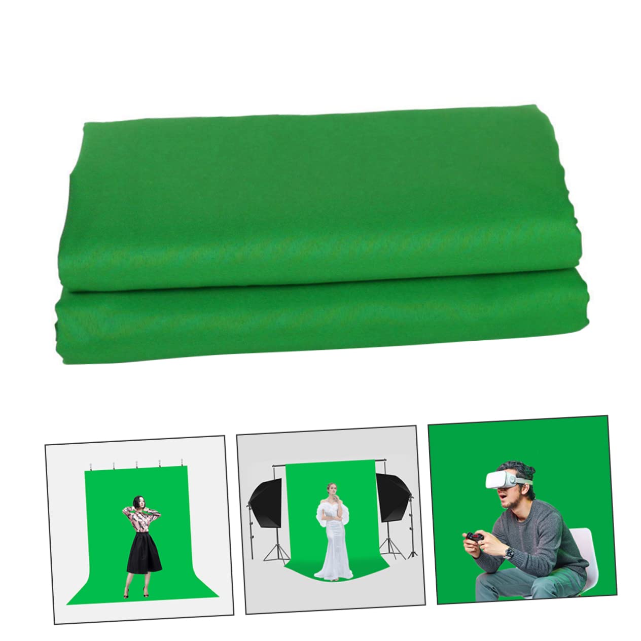 Veemoon Fondo de Fotografía Verde, Tela de Poliéster Algodón, Reutilizable y Fácil de Lavar, Adecuado para Vídeos de Maquillaje y Mesa