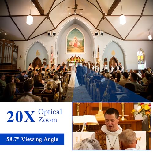 Image of PTZ Camera 4K with 20X Optical Zoom, 4K NDI PTZ Camera with AI Auto Tracking(Gen3),Live Streaming for Church Worship,USB3.0 PoE HDMI IP Work with Vmix,OBS,YouTube,Zoom(NDI License Included)