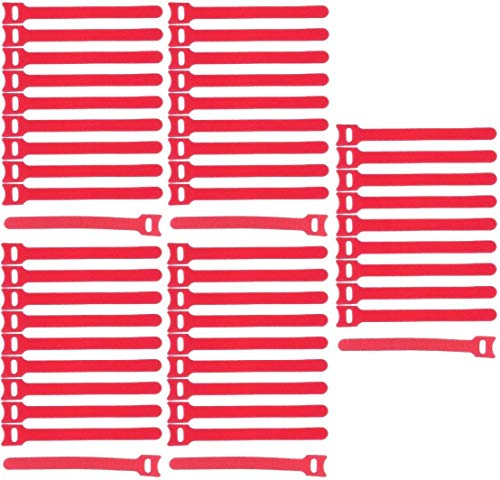 50 x Klettkabelbinder 150 x 22 mm Rot Klett Kabelbinder Kabel-Klettband - Wiederverschliessbar/Wiederverwendbar (50, 150 x 22 mm Rot) Cover