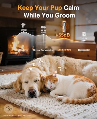 Image of Dog Clippers for Grooming, Dog Grooming Kit for Heavy Thick Hair, Low Noise Cordless Pet Hair Trimmer with Stainless Steel Blade, Professional Rechargeable Hair Trimmer for Dogs and Cats M-Sliver