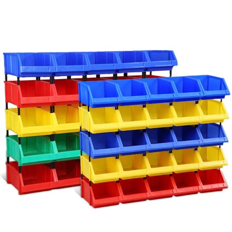 10 Stapelboxen gelb 450x302x165 | aus hochwertigem Kunststoff | mit Schildcheneinschub | Lagerkisten | Schraubenbox | Lagerboxen | Sortierbox | Ordnungssystem | Werkstattzubehör | Made in Germany