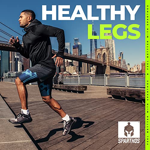 Image of Sparthos Thigh Compression Sleeves (Pair) - Quad and Hamstring Support - Upper Leg Sleeves for Men and Women - Made from Innovative Breathable Elastic Blend - Anti Slip