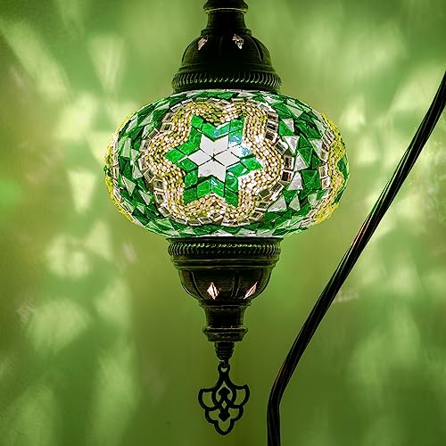 Mosaiklampe Tischlampe Orientalische Marokkanische Handgeferetigte Mosaik Tischlampe Stehlampe (Grün)