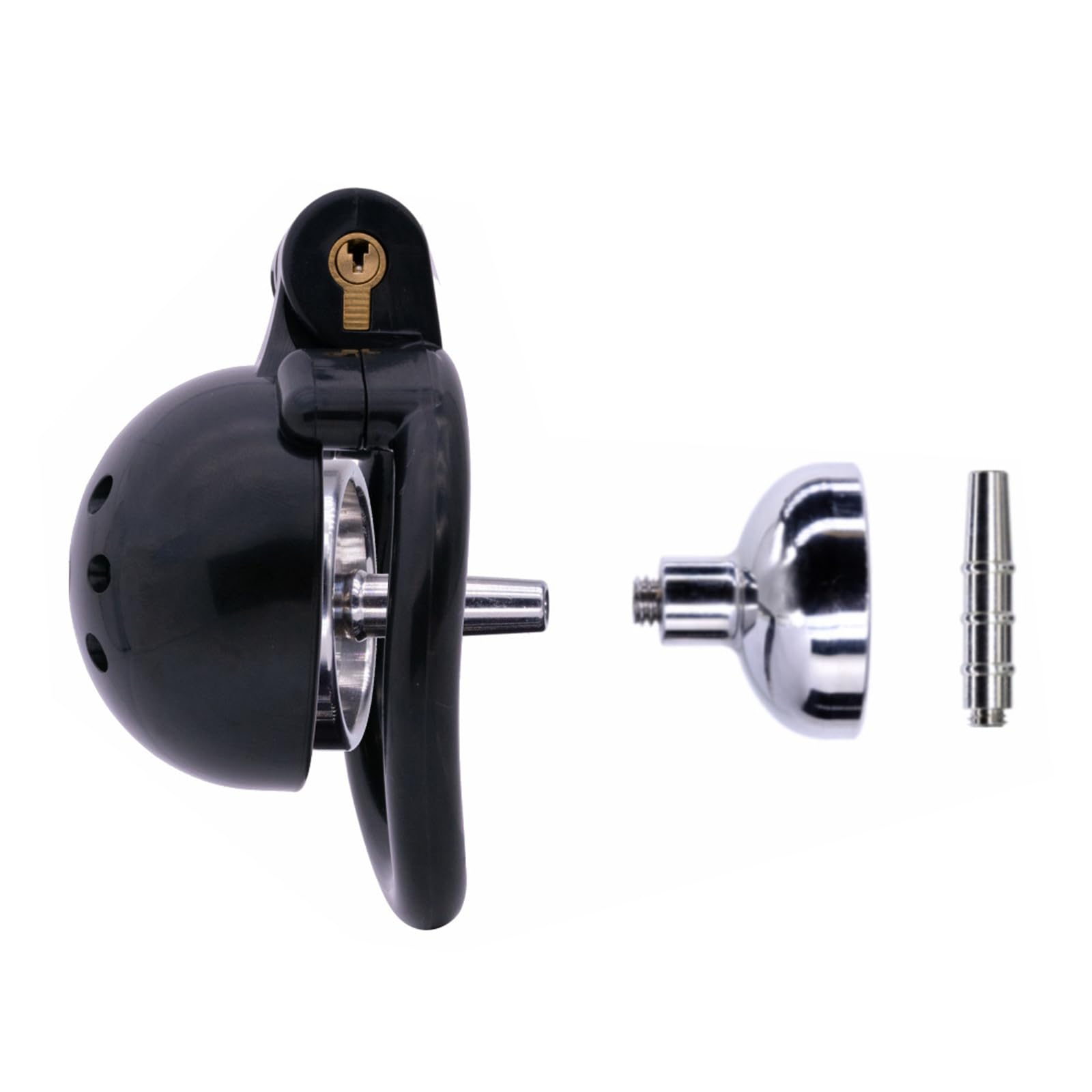Petite cage à pénis Sex toy Chastity Cage pour homme avec 4 anneaux péniens Cage à pénis creuse et aérée pour SM fétichisme, jeux de bondage Ceinture de chasteté Produits pour adultes (Black,B)