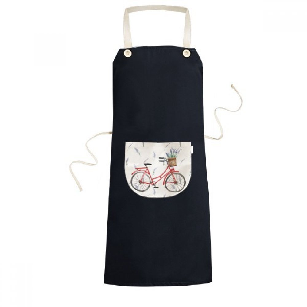 Bavoir cuisine aquarelle vélo lavande tablier noir premium 70cm x 67cm