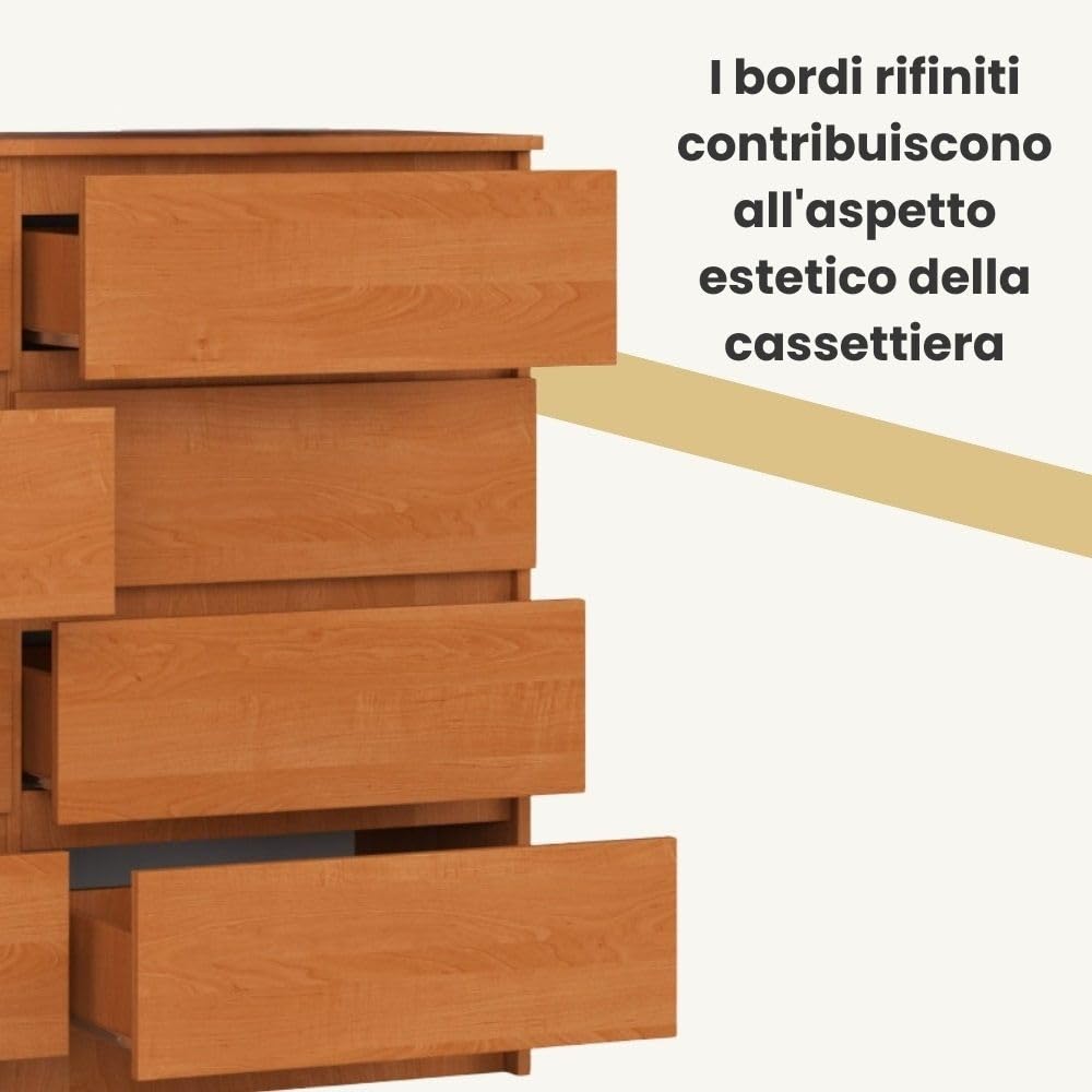 AKORD Cassettiera K 140 cm 8 (2 x 4) Cassetti | Moderna Mobiletto per Soggiorno Sala da Pranzo Camera da Letto | Armadio Cameretta | 138 x 99 x 40 cm | Peso 72kg | Ontano
