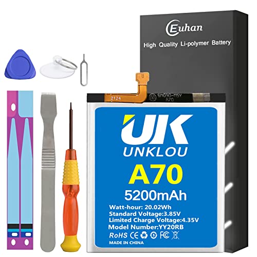 UNKLOU Galaxy A70 Battery, [Upgraded] 5200mAh Li-Polymer EB-BA705ABU Replacement Battery for Samsung Galaxy A70 A705 SM-A705 with Repair Tool Kit [24 Month Service]