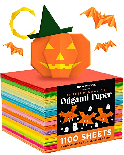 Origami Paper - 1100 Sheets Origami Set for Kids Double Sided Origami Squares in Vivid Colors 6 Inch Easy Fold Origami Papers for Arts & Crafts - Quality Paper Origami Sheets Available in 15 Colors