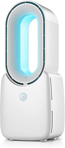 SPeesy Ventilador de escritorio, ventilador portátil sin aspas, pequeño ventilador de refrigeración personal con luz LED de control táctil de 5