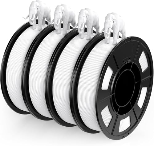 ENTINA PLA フィラメント 1.75mm 3dプリンター用フィラメント 3D印刷 4色の組み合わせ 寸法精度 +/- 0.02mm 3Dプリンター用素材 250g*4セット 高密度スプール造形材料PLA樹脂材料 (ホワイト)