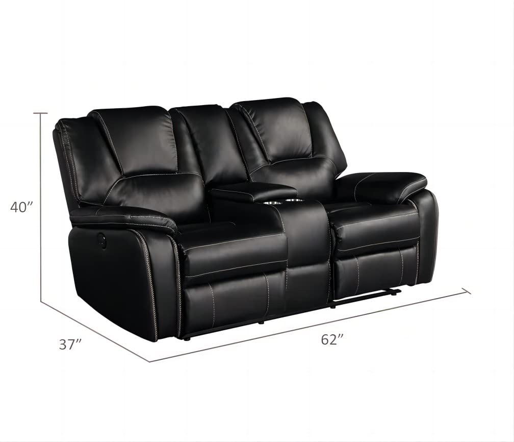 Tiokean 3 Pieces Living Room Furniture,Sofa+Loveseat+Chair,Reclining Couch for Home/Office,Black view 7