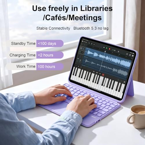 Image of WIWU iPad Keyboard Case Air 11 inch 2026 /2025 /2024 Air 5 /4th Slim Purple | Magnetic Separately Case with Keyboard Portrait Mode Adjustable Stand Backlit Key Trackpad Pro 11 inch4 /3 /2 /1 Air5 /4th