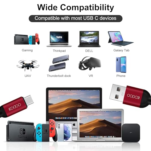 Image of USB to Type C Cable Unbreakable 45W / 3A Fast Charging Braided for Smartphones, Tablets, Laptops & All C Type Devices, 480Mbps Data Sync, Quick Charge 3.0, 1 Meter (T501-C, Black & Red)