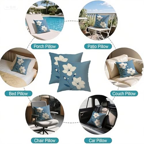 Housse coussin 55x55cm vintage bleu taie oreiller imperméable