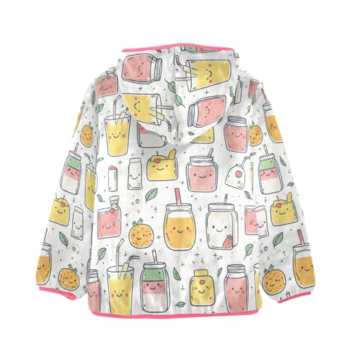 Cute Various Drinks Girls Fleece Jacket Girls Fall Jacket Girl Coats Zip Up Hoodie Children Sherpa Warm Outerwear 2-10T2