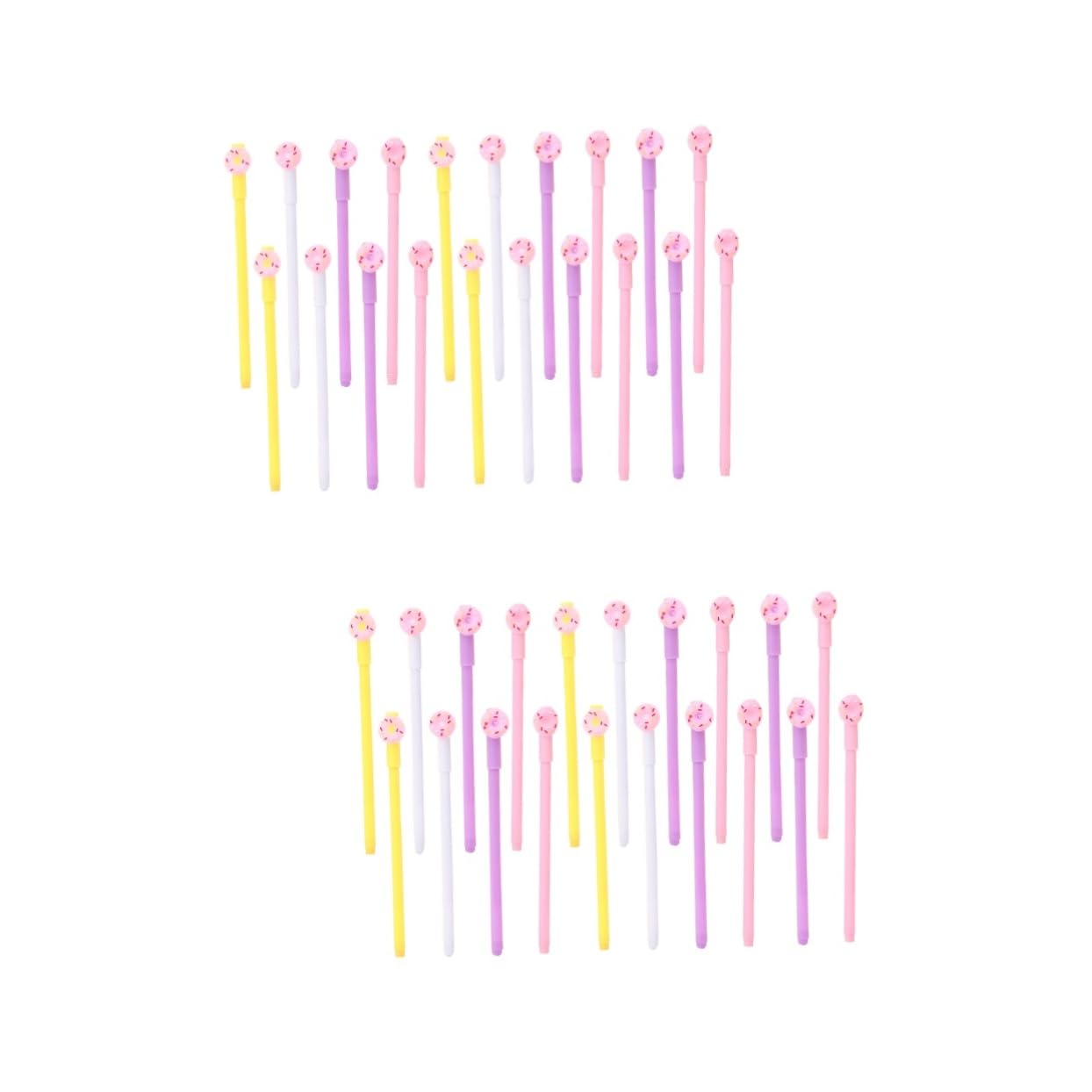 NUOBESTY 40pezzi Penne Gel Cartoon Forma Di Donut Cancelleria Creativa Per Studenti Stile Misto Penne Neutre Per Scrittura