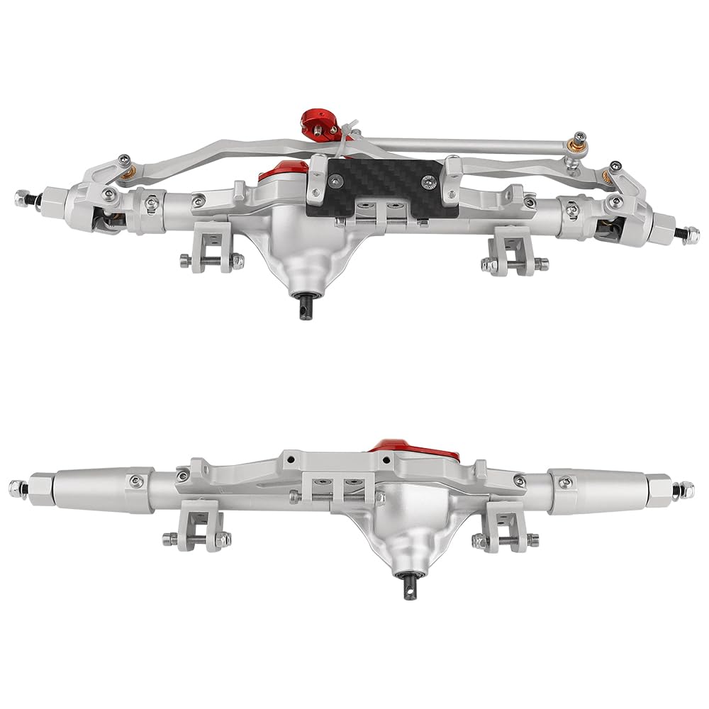 RZXYLRC Complete Metal Front Rear Axle for 1/10 RC Rock Crawler Axial Wraith 90018 90020 90045 RR10 90048 90053 (Silver)
