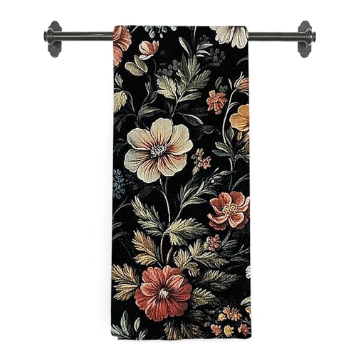 nvucamd Dark Cottagecore Flower Kitchen Towels, Vintage Moody...
