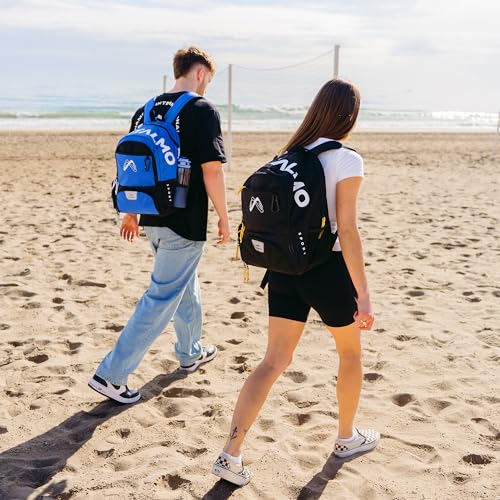 MONTALMO Rucksack für Basketball, Voley, Handball, mit Schuhfach und Ballfach, Sportrucksack für Jungen, Mädchen (Rot/Schwarz)