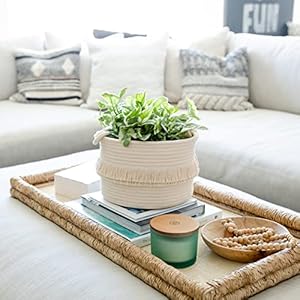 NaturalCozy 3-Piece Boho Decor Storage Basket Set – Cotton Rope Woven Baskets for Organizing! Small Baby Stuff, Shower, Gift Basket, Nursery Planter, Toy Shelves NaturalCozy 3 Piece Boho Decor Storage Basket Set–Cotton Rope Woven Baskets for Organizing Small Baby Stuff Shower Gift Basket Nursery Planter Toy Shelves