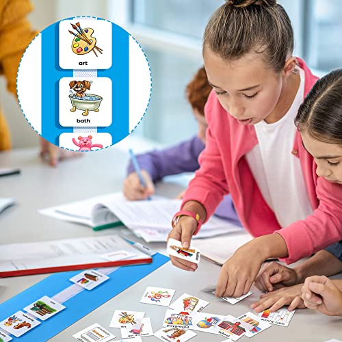 133 Pieces Visual Schedule Cards Daily Routine Home Chore Chart Autism Learning Materials Wall Kids Planner With 6 Blue Background Cards 139 Hook and Loop Dots for Home School Education - Image 7