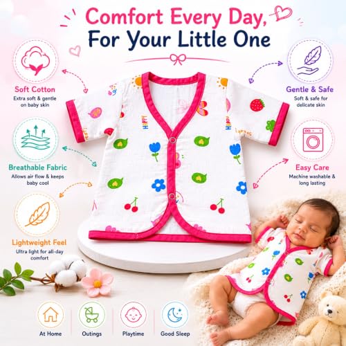 Image of V2M Cotton Jhabla New Born Baby Clothes