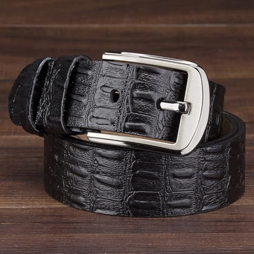 Western Belts For Men Single Prong Buckle,Engraved Alligator Hornback Back Bone Crocodile Pattern Embossed Strap(4