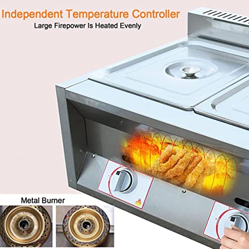 Edelstahl Fritteuse,6L/12L Gas Fritteuse, Edelstahl Fett Friteuse mit abnehmbarem Korb, Chip Friteusen einstellbare Feuerkraft für zu Hause und gewerblich,6L+6L+6L – Bild 5