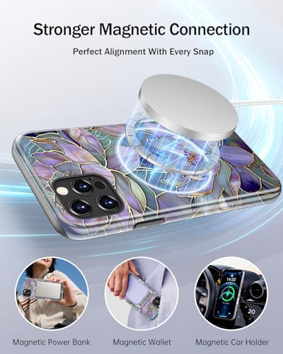Image of Goodon for iPhone 12 Pro Case /iPhone 12 Case Cute - Wireless Charging Compatible - Dual-Layer Hard Shell + Silicone Cover - Protective Phone Case, Trendy Designs for Women - Abstract Lotus