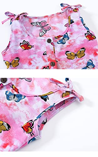 Girls Summer Straps Sundress Bowknot Sleeveless Floral Botton Casual Beach Dress for 2-9 Years4